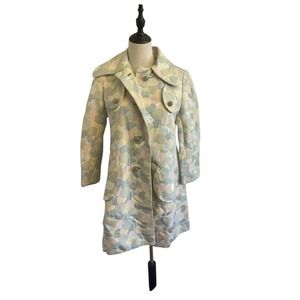 Vintage 1960s Pastel Tapestry Coat Size S‎ Pink Neusteters Mod Peacoat Preppy